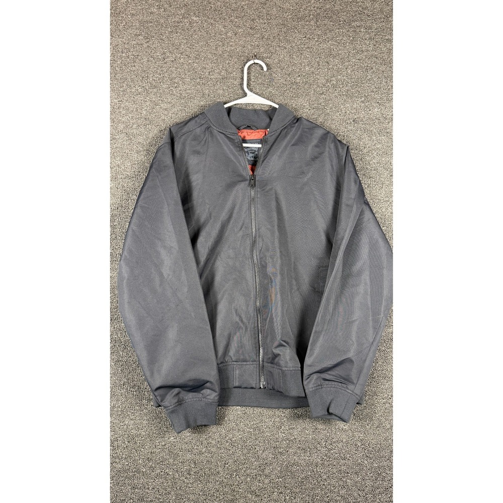 Levis Mens Bomber Jacket Gray Orange Lining Full Zip Flight Coat w/ Flaw